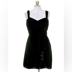 Express Black Velvet Draped Ruched Mini Dress Front Slit 2000s